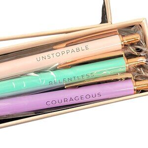 Mesmos Inspire Pen Set Metal Pastel Ballpoint Black Ink Pink Gift New In Box Mom